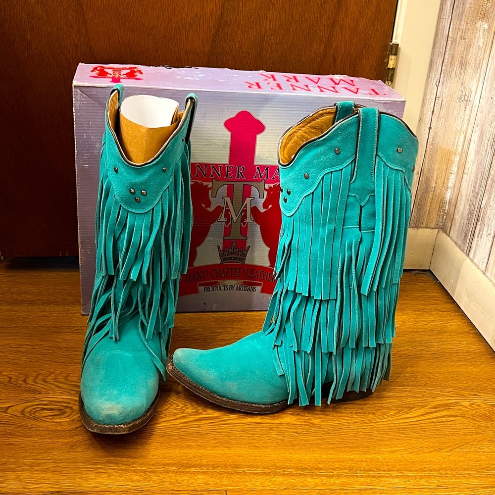Turquoise Tanner Mark fringe boots